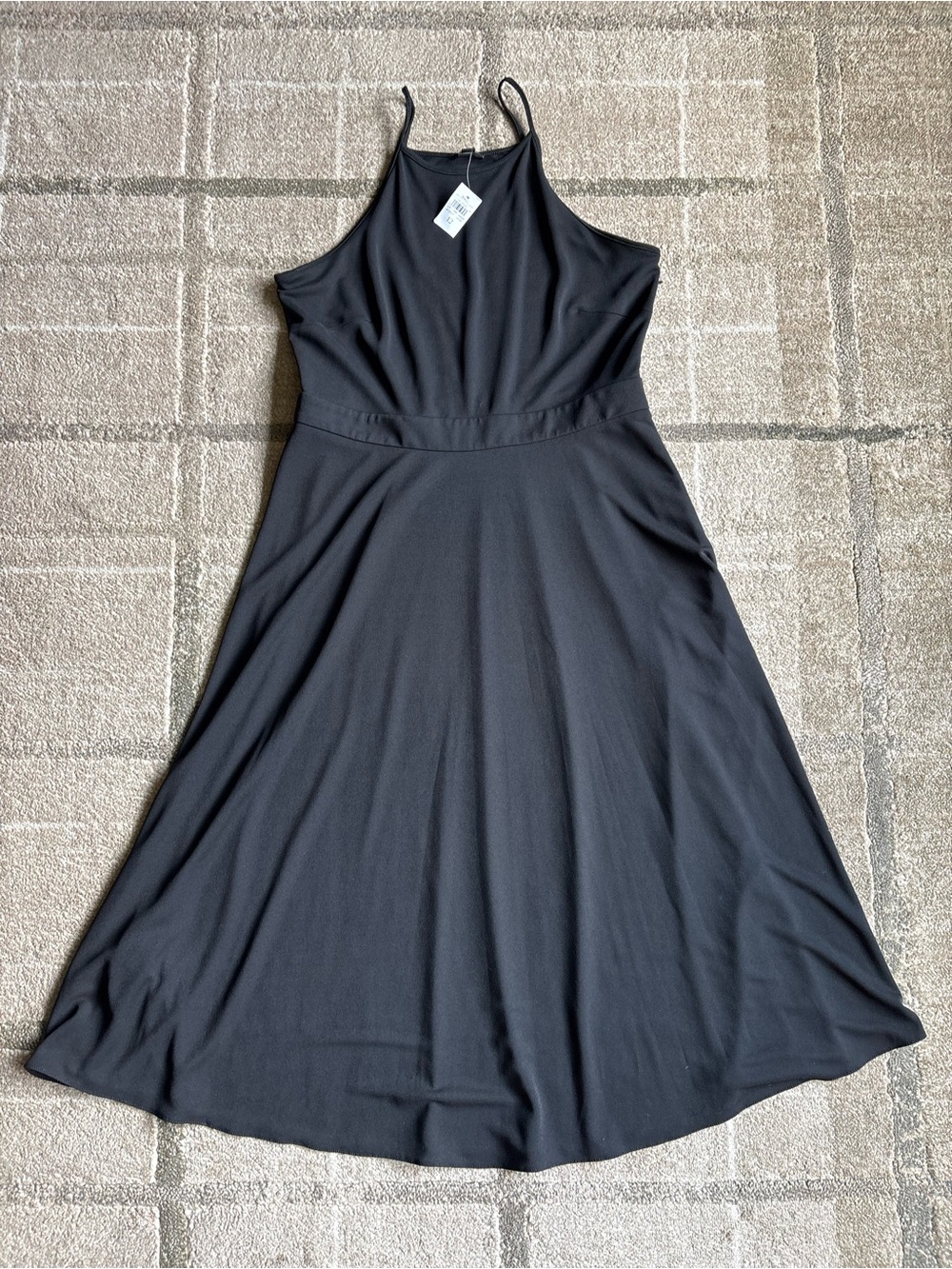 Ann Taylor Black Halter Flare Midi Dress Side Zip Size 12 NWT